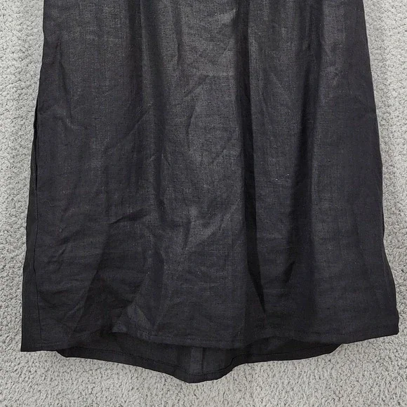 Olivaceous Black Ramie Linen Blend Ruffle Puff Sleeve Mini Shift Dress Small - Picture 11 of 14